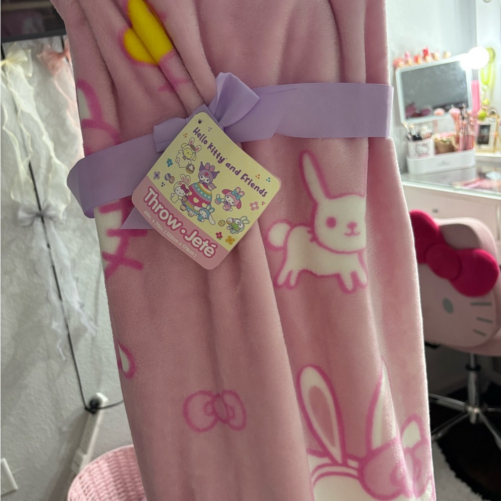 Hello Kitty Easter Bunny Pink Cozy Throw